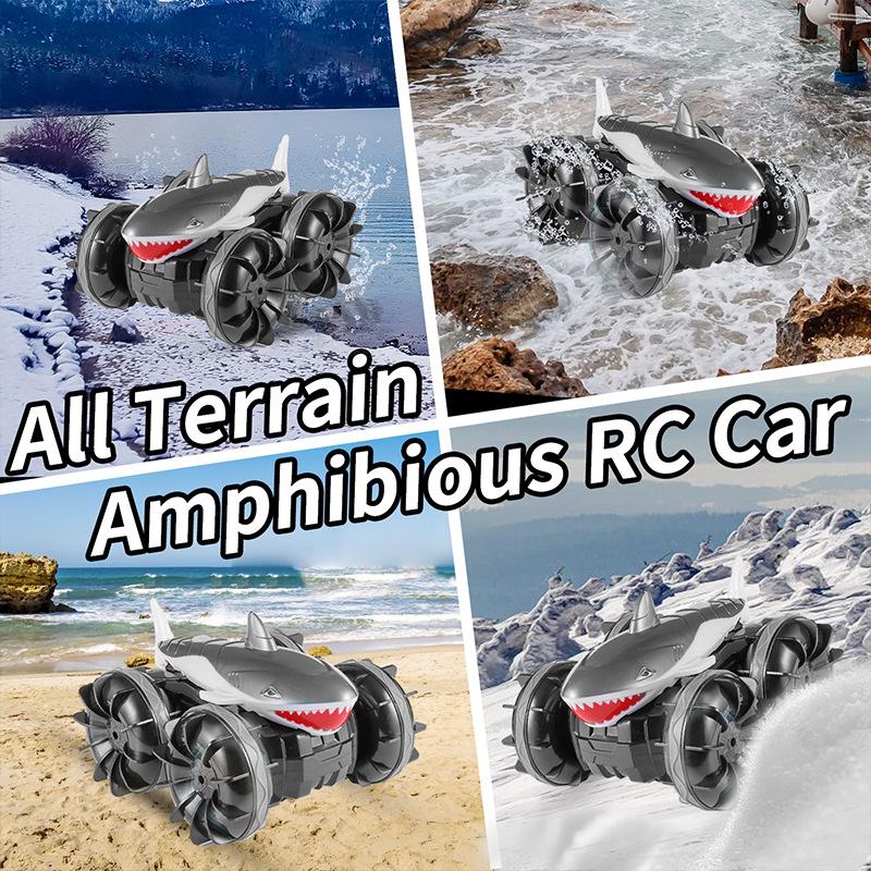 1:24 Four-wheel Drive Amphibious Shark Head Stunt Car Gesture Sensing Drift Remote Control Drift Vehicle Model Toy Gift For
