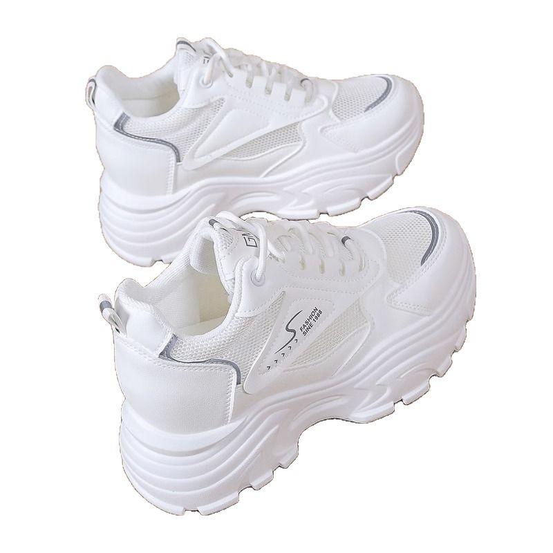 Daddy Shoes Women's Mesh Inner Height Increase White Shoes Women's Casual Versatile Sports Shoes