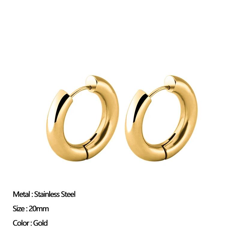 

Classic Stainless Steel Ear Buckle for Women Trendy Gold Color Small Large Circle Hoop Earrings Punk Hip Hop Zircon Accessories