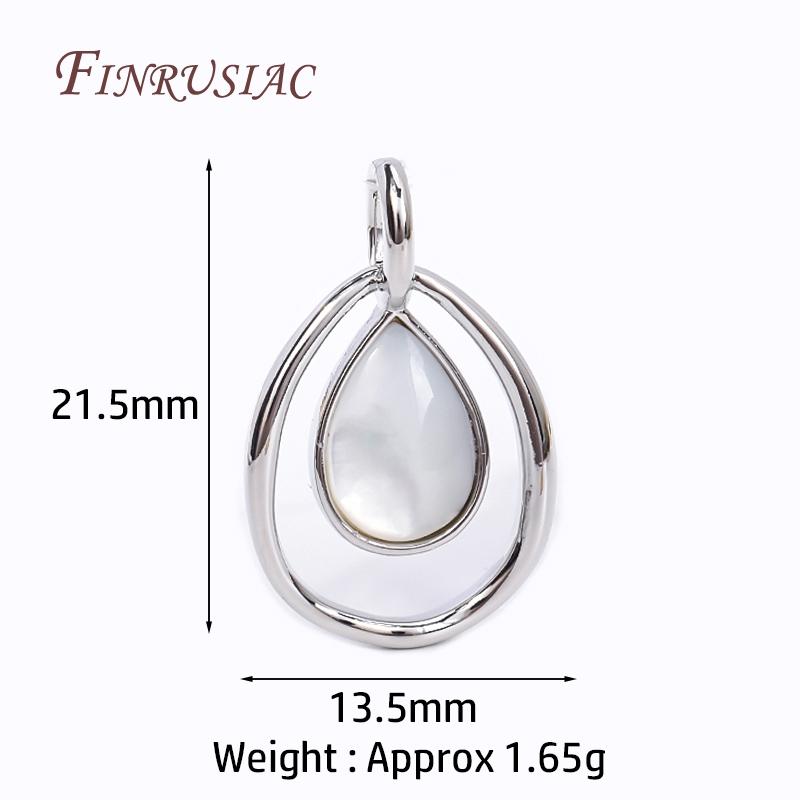 18K Gold Plated Droplet Pendants Brass Metal Inlaid Shell Oval Charms DIY Jewelry Making Earrings Necklace Accessories For Women