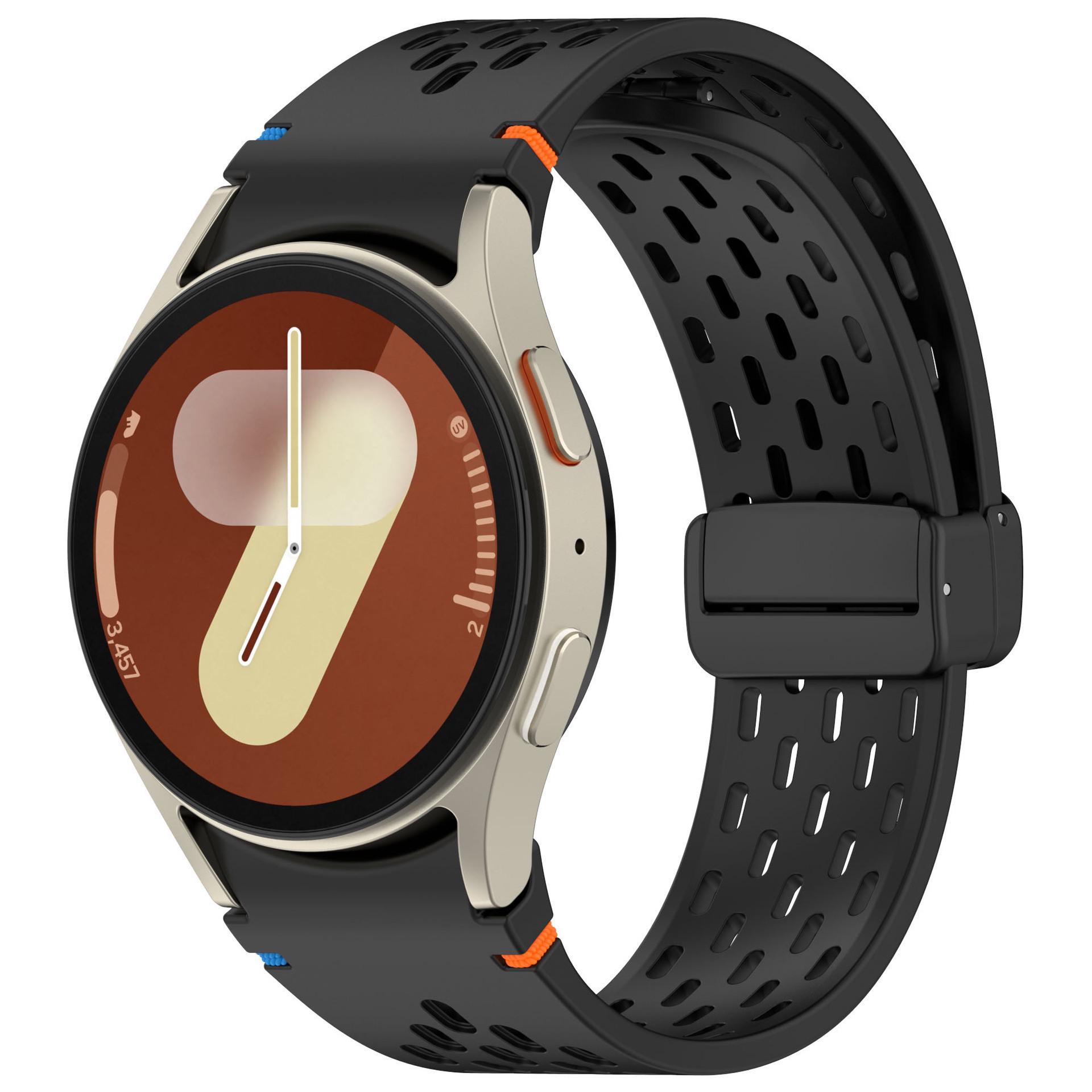 

Совместимый силиконовый ремешок для Samsung Galaxy Watch 7: FE Прошивка, Складная пряжка, Универсальный стиль с перфорацией. Universal