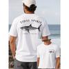 Men'S Shark T-Shirt, Short Sleeve Funny T-Shirts, Ocean Shark Line Drawing Graphic Tees, Fishing Enthusiast Casual Top, DAD T-Shirts, Men'S T-Shirt