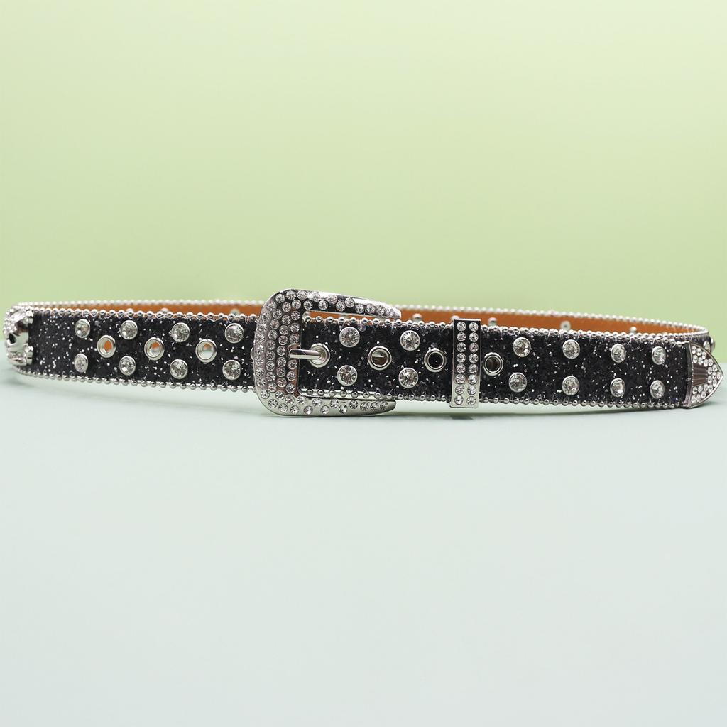 Punk Belt European and American Style Inlaid with Rhinestones Hot Girl Style Rock Fashion Belt Men's and Women's Belt