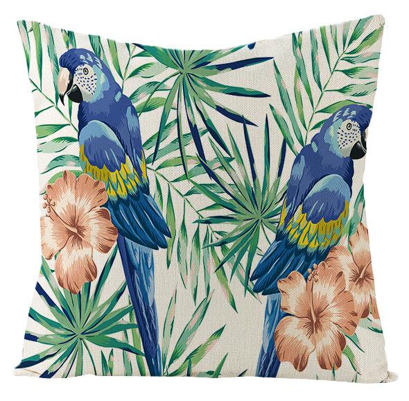 New Outdoor Waterproof Linen Pillow Case Tropical Green Leaf Cushion Cover