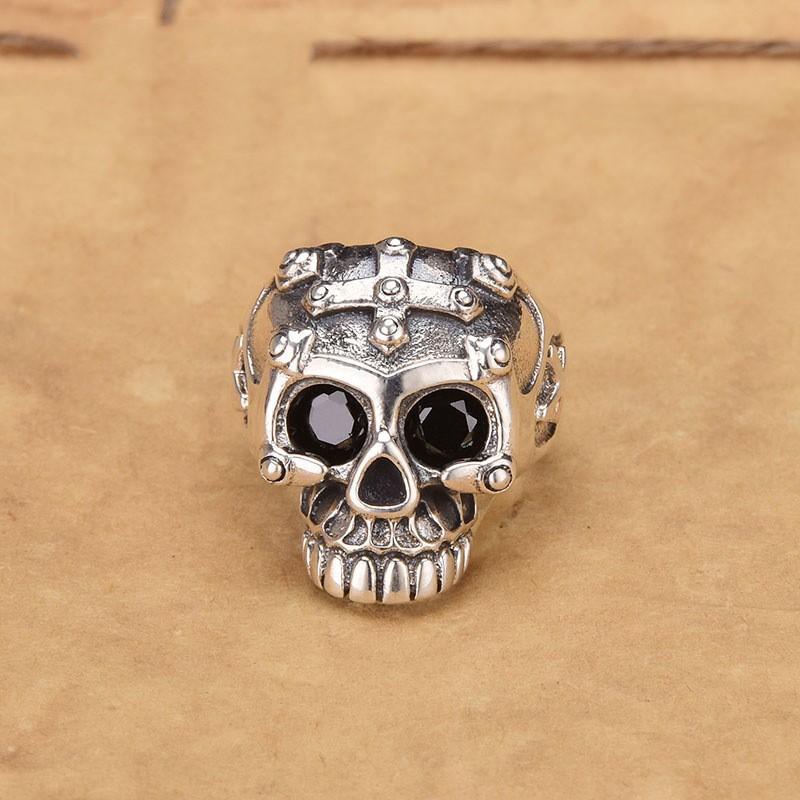 Adjustable Open Skull Ring Men Women Sterling Vintage Punk Gothic Minimalist Couple Jewelry Adjustable Open Band