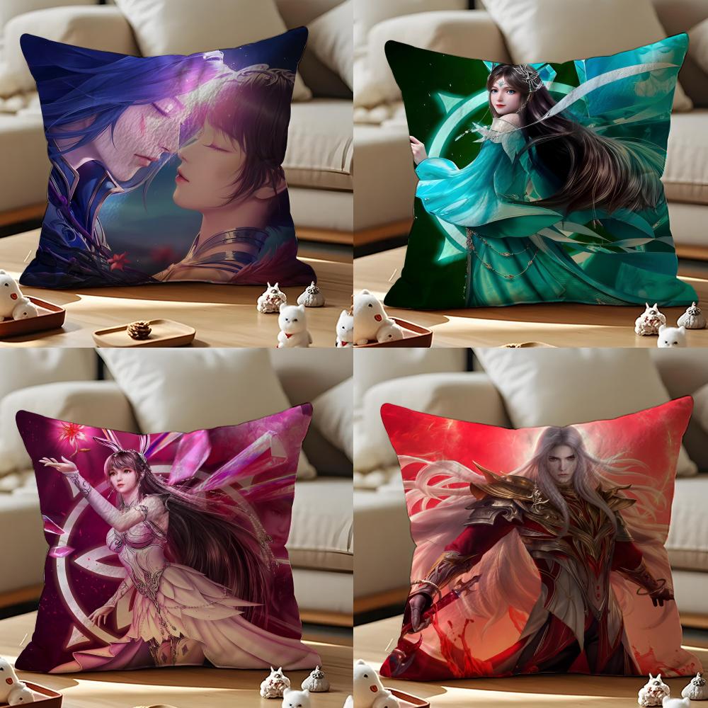 Soul Land Cushion Cover Anti-dustmite Pillowcase Invisible Zipper Silky Short Plush Sofa Cushion Cover