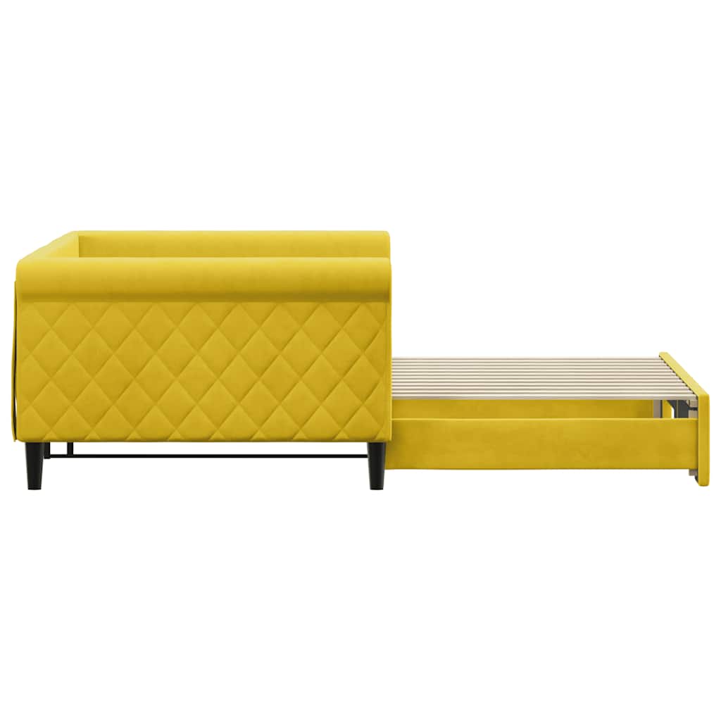 Pull Out Daybed Yellow 100x200 Cm Velvet