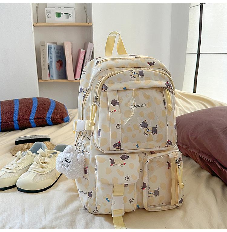 Schoolbag new high-value Japanese ins fresh, sweet and cute puppy puppy pain bag junior high school students lightweight backpack