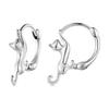 Cat Silver Hoop Earrings, 925 Silver Clasps