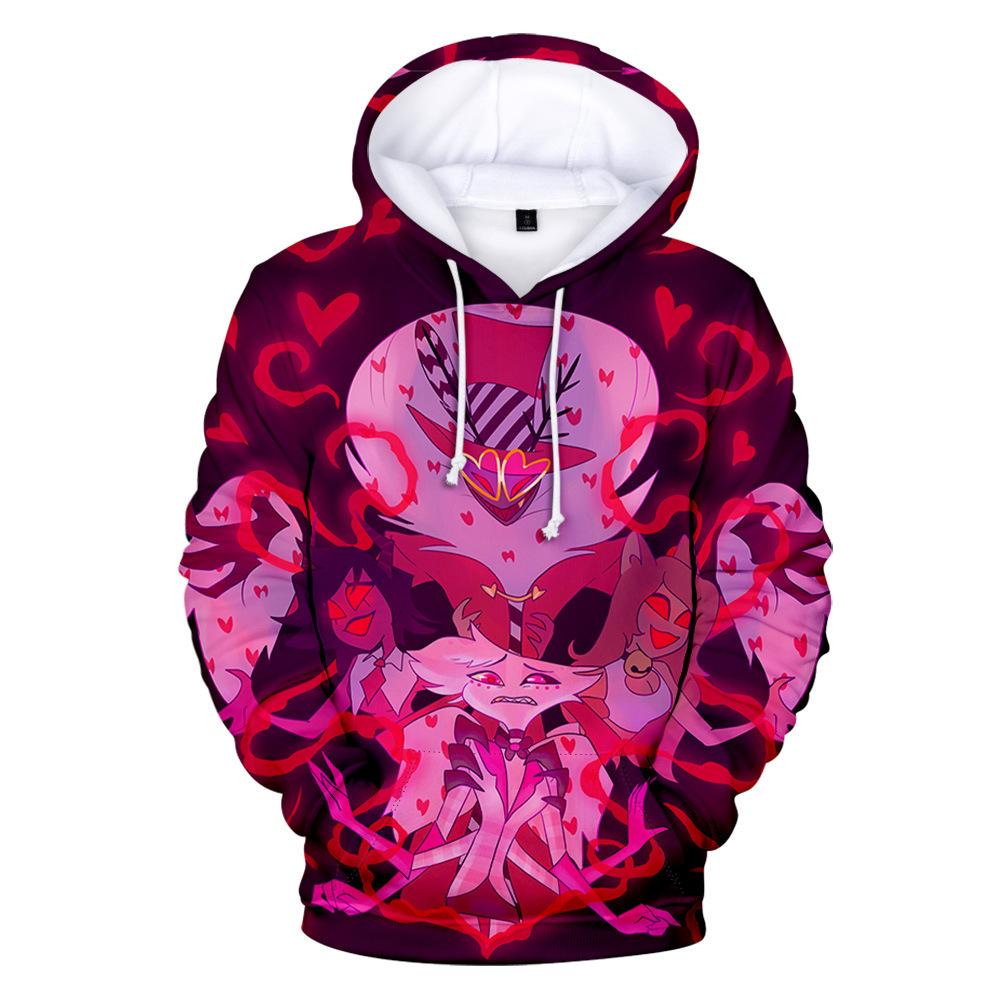 Mens Hooded Hazbin Hotel Printed Spring Autumn Streetwear Pullover Sweatshirt Fashion Hoodie Casual New Men Tracksuit Streetwear