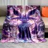 Japanese Anime Blanket with Eevee Umbreon Print, Soft Flannel Fluffy Camping Blanket for Children Adults Sofa Blanket Great Gift