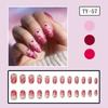 24Pcs Gradient Design Press On Nail with Glittering Sequins Heart Easy Application for Parties Valentine's Day