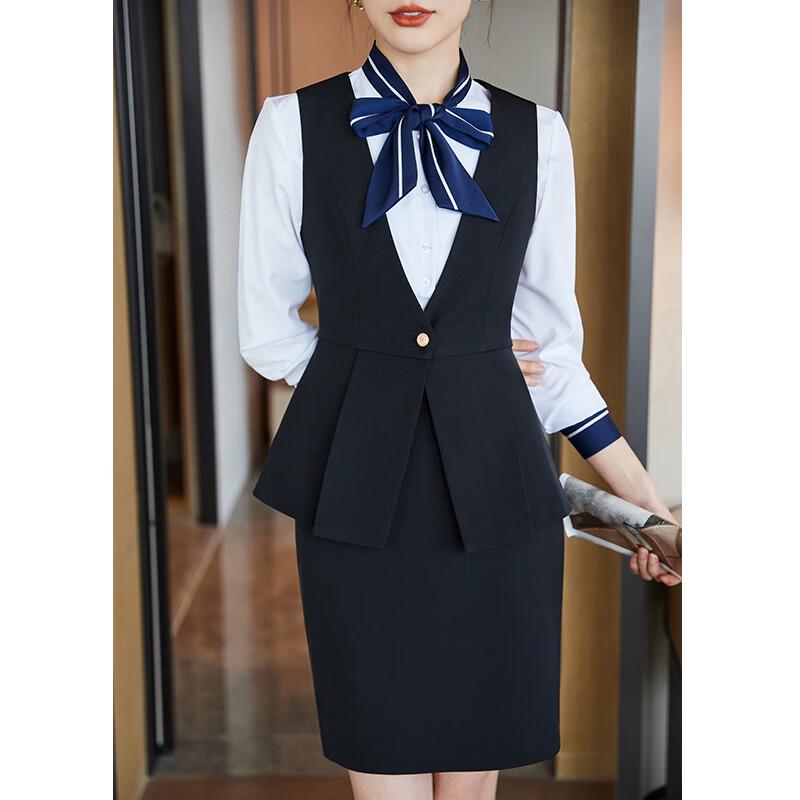 Женский профессиональный трехкомпонентный костюм-жилет Troyman M