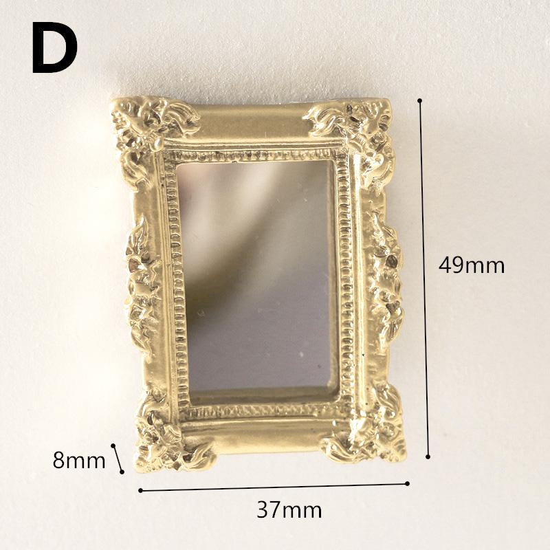 

1 шт., Золотая, серебряная мебель, модель 1:12 масштабных миниатюр кукольного домика, аксессуары для украшения мини-зеркал D