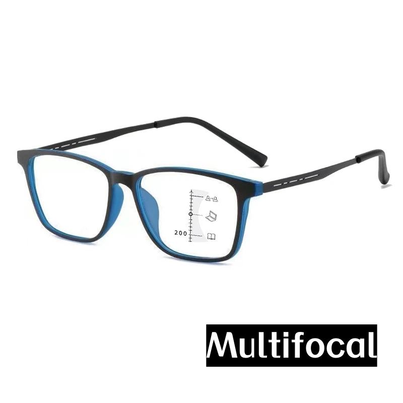Retro Multifocal Reading Glasses Men Women Anti Blue Light Finished Square Presbyopia Eyewear TR90 Far Near Diopter Eyeglasses