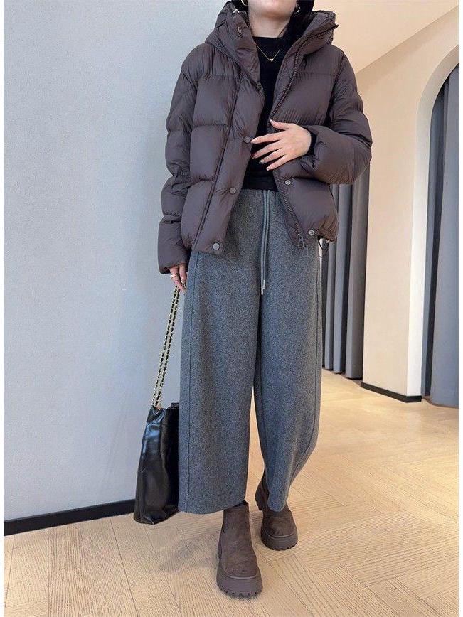 High-Waisted Wool Wide-Leg Cropped Trousers - Slimming, Cozy Bootcut for Women (Autumn/Winter)