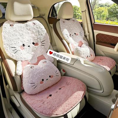 Plush Winter Car Seat Cushion - Thick, Warm, Cute Cartoon Cat Design