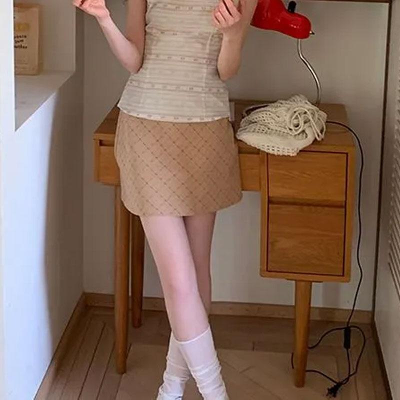 Women s High Waisted Plaid A-Line Mini Skirt S