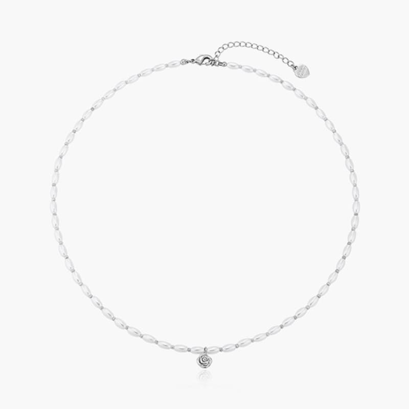 Noonoo Fingers Rose Silver Pearl Necklace