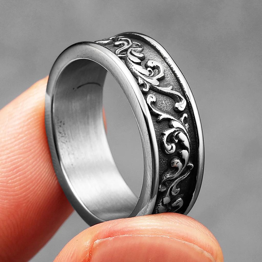 Aesthetic Flower Wreath Men Rings Stainless Steel Retro Punk Gothic NeW Rock Women Jewelry Fashion Accessories Gift
