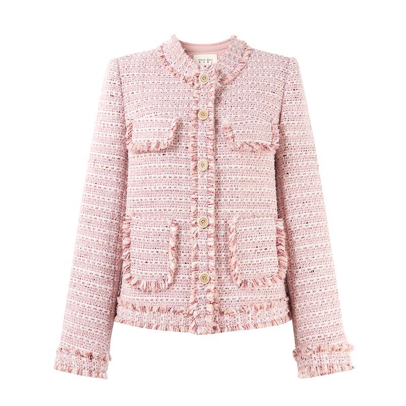 Women's Sweet Tweed Round Neck Down Jacket