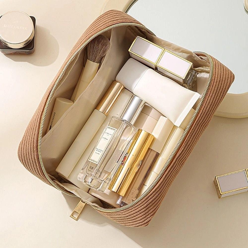 Fashion Portable Storage Bag Multifunctional Corduroy Handbag Large Capacity Simple Cosmetics Bag Travel