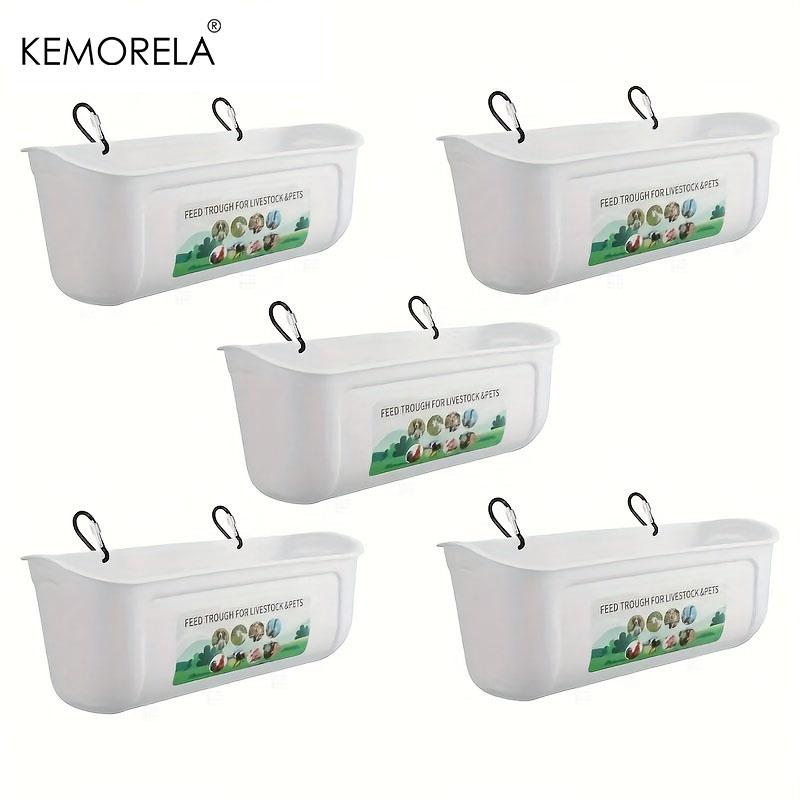 KEMORELA 1/3/5PCS Large Capacity Chicken Feeders and Waterers with Clips for Duck and Chicken - 4.5 Quart Goat Feeder Supplies