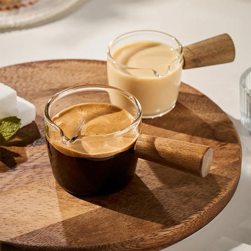 75ml Heat-resisting Glass Espresso Measuring Cup Double/Single Mouth Glass Milk Jug With Handle Glass Scale Measure Mugs