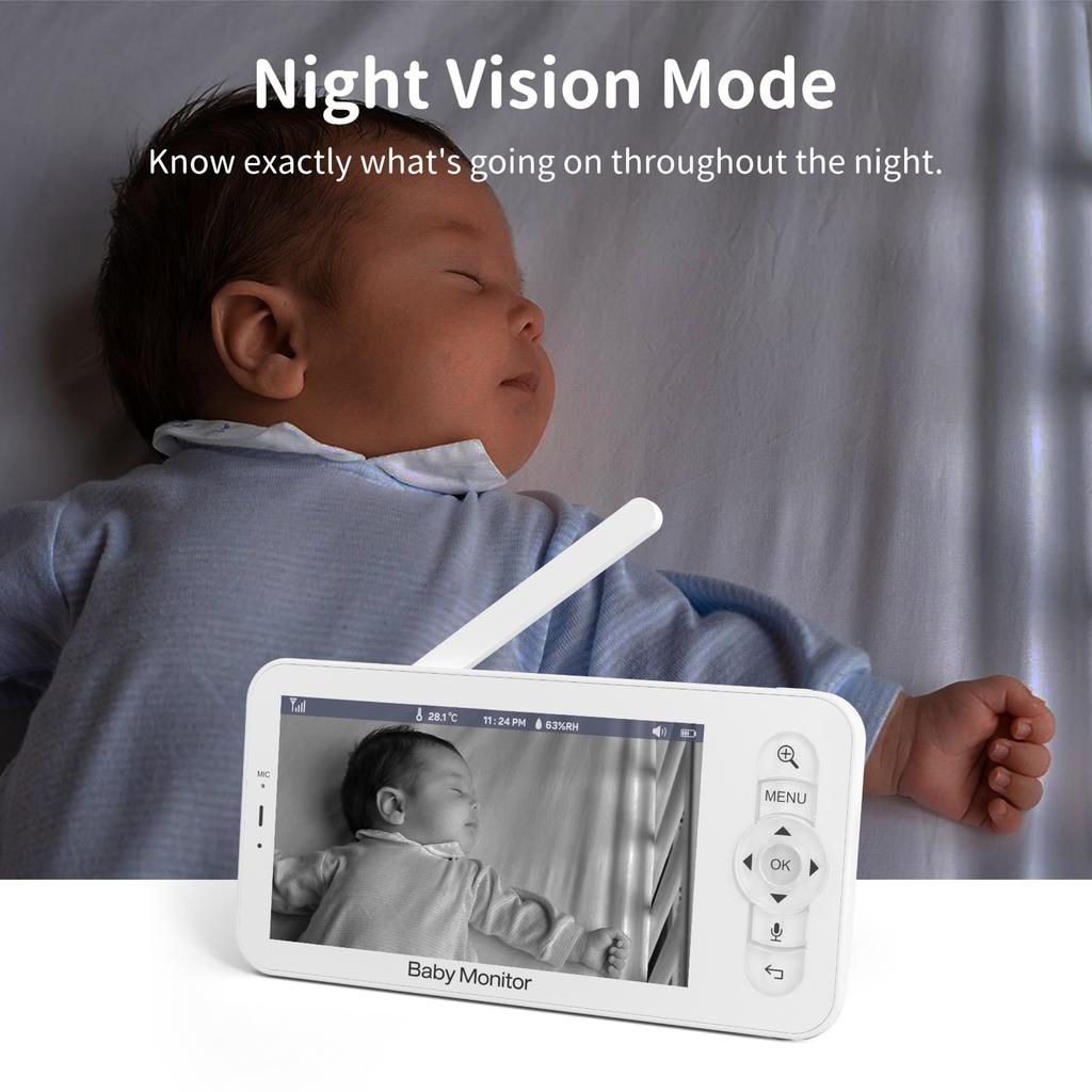 5 Inch 1080P Baby Monitor with Mobile Viewing Babymonitor for Monitoring and Care
