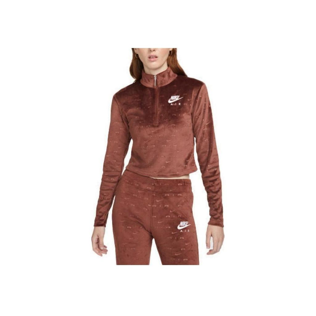 Nike All Over Logo Print Letter Stand Collar Short Sleeve Long Sleeve Drop Shoulder T-Shirt Women T-Shirt Moon-Eclipsed-Bronze DD5444-273