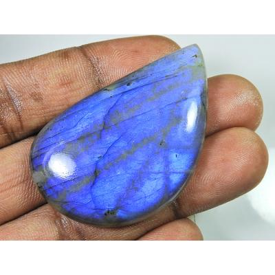 Cabochon fantaisie en labradorite bleue naturelle, 31 x 49 x 0,7 mm, 98 carats. SK-1211