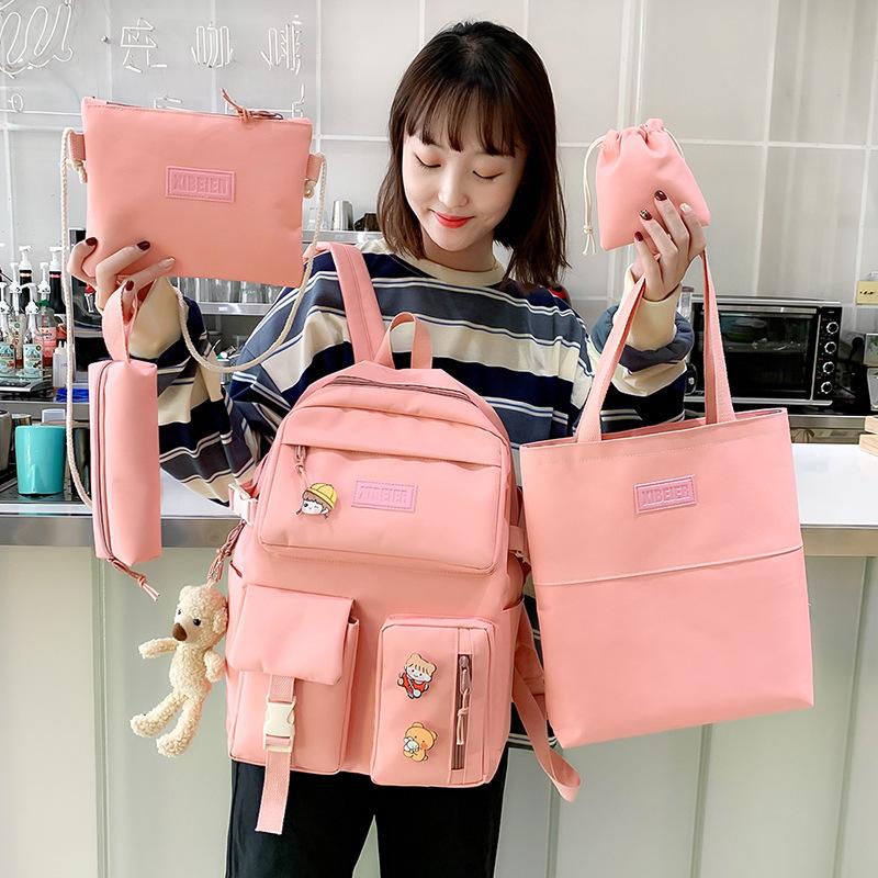 School bag female high school campus backpack large capacity canvas college student backpack female