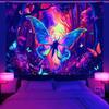 Fluorescent Psychedelic Astronaut Butterfly Tapestry, Neon Starry Sky Wall Hanging, Party Dorm Decor, Gift