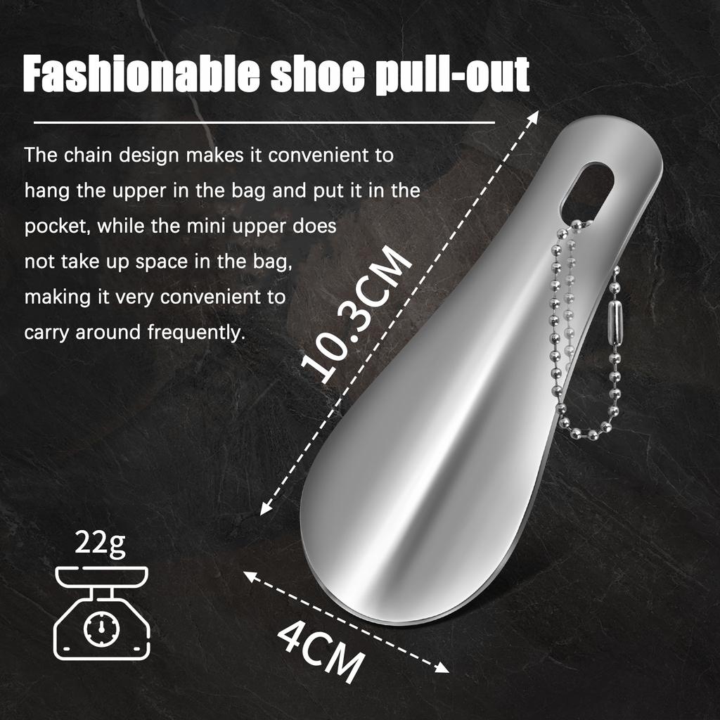 10cm Easy Carry Mini Black Shoehorn Metal Durable Stainless Steel Portable Fashion Key Ring Shoe Horns Accessories Aid Tool