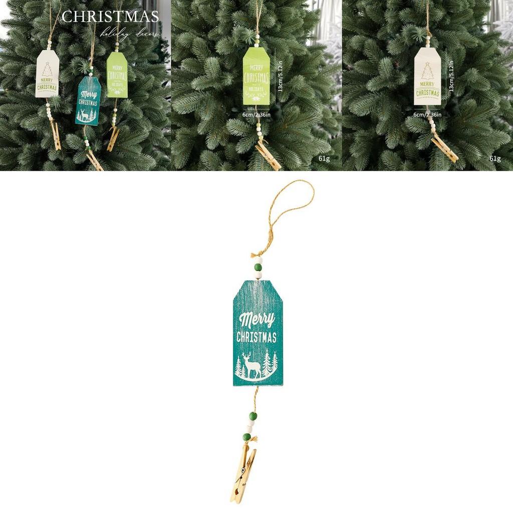 Christmas Themed Pattern Wooden Pendant Decoration Props For Holiday Celebration