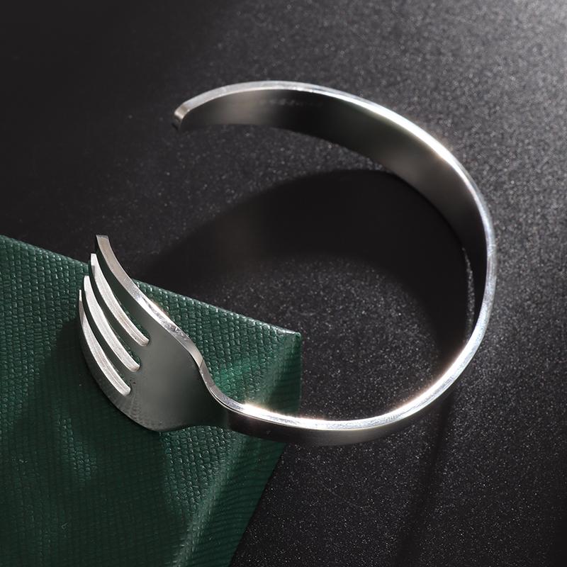 Creative Design Fork Cuff Bracelet Stainless Steel for Women Personality Trend Party Jewelry Three Colors Optional