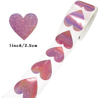 Set Completo di Adesivi Laser a Forma di Cuore - Oro, Rosa, Viola, Verde, Rosso - Etichette Autoadesive per Decorazione di San Valentino