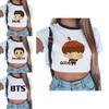 Kpop Bts Bangtan Boys Kortärmad Damtopp Med Söt Figurdesign Perfekt För Sommaren