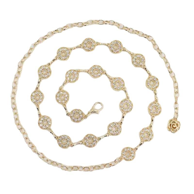 Women's Waist Chain Hook Adjustment Versatile Skirt Dress Decorative Chain Small Fragrance Feng Shui Diamond Inlaid Metal Thin Belt