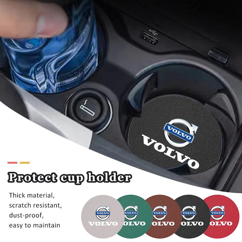 2 Stück Wildleder Auto-Getränkeuntersetzer Rutschfeste Wasserbecher-Matte Flaschenhalter-Pad Für Volvo ES90 EC40 EX40 EM90 XC90 V90 V60 XC60 V40 S80 S60 S90