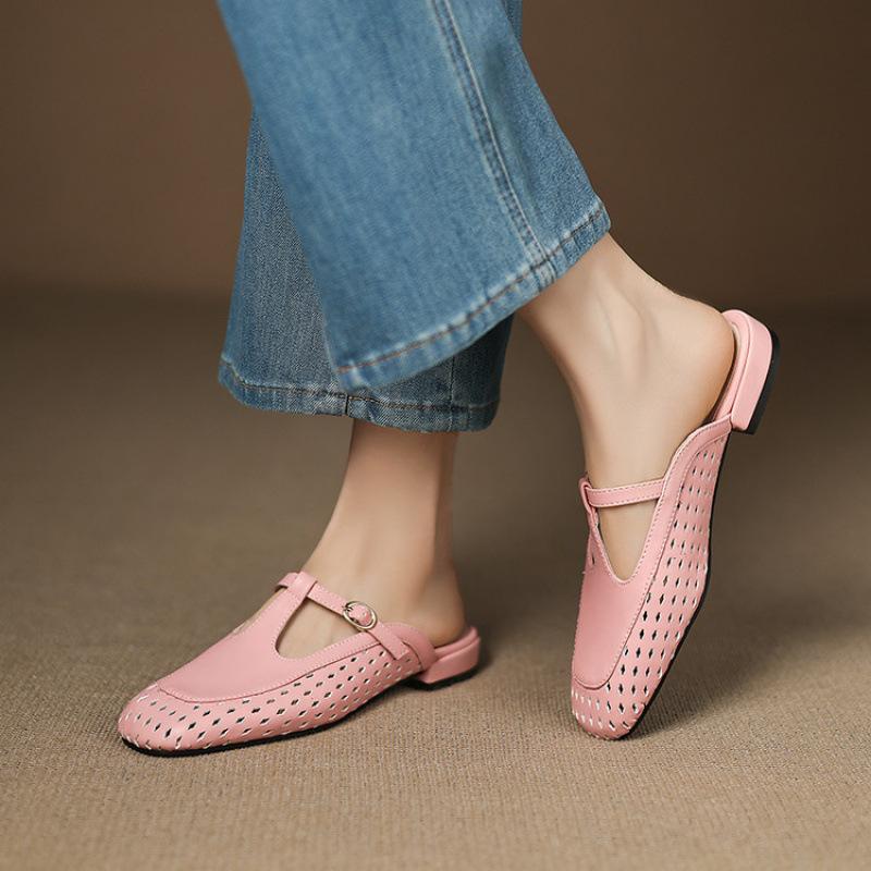 Sommer Ein-Pedal Cool Slipper Gummi Weiche Sohle Große Größe Schuhe Neue Damen Flachsohlige Slipper Lässige Zehentrenner Damen