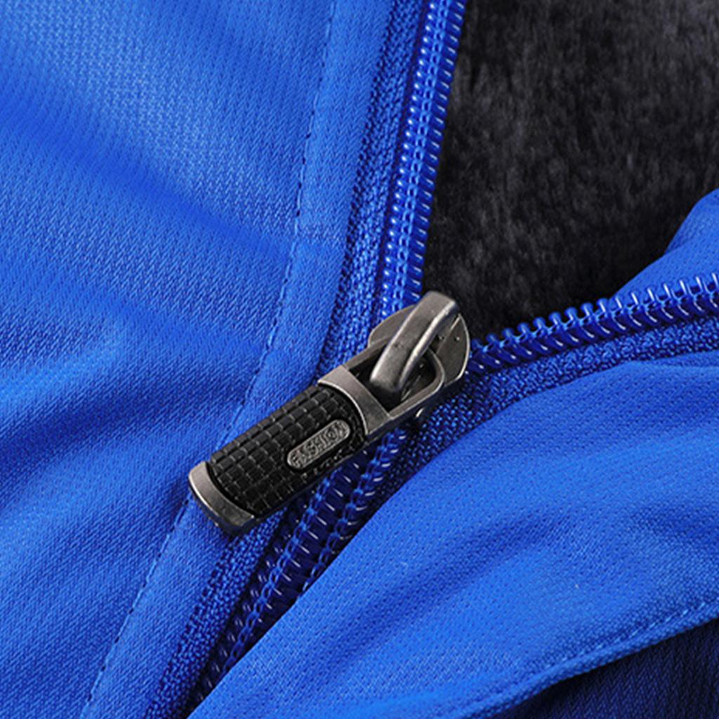 Unisex Colorblock Zipper Pocket Hooded Jacket Men's Casual Plush Jacket