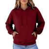 Damen Color Lockere Passform Übergröße Langarm Sweatshirt mit Tasche für Lässige Alltagsmode