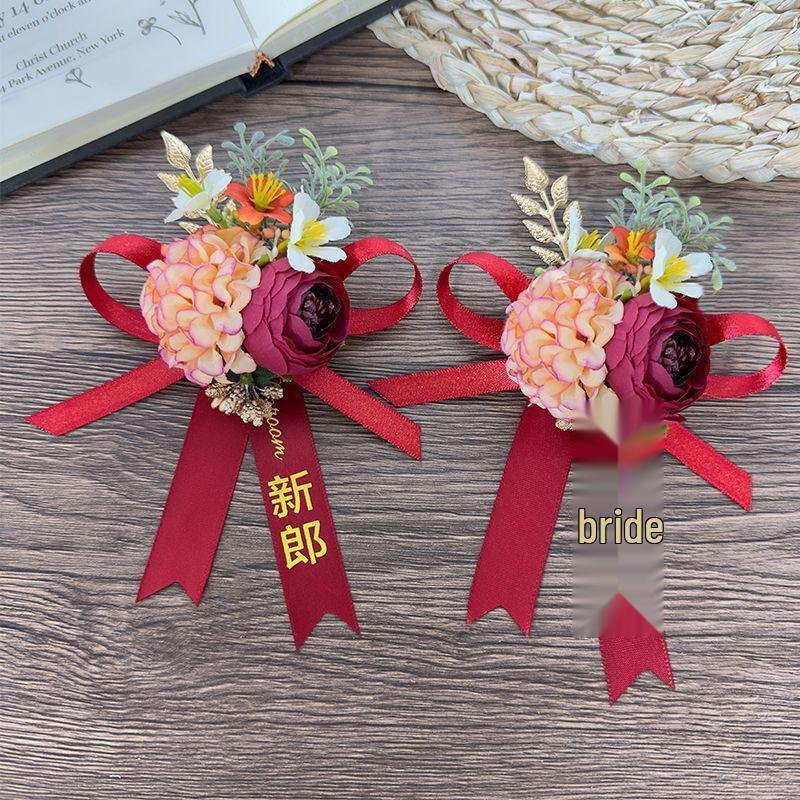 Mori Style Wedding Corsage Set: Bride & Groom Boutonnieres, Family Pins, Groomsmen & Bridesmaids Corsages