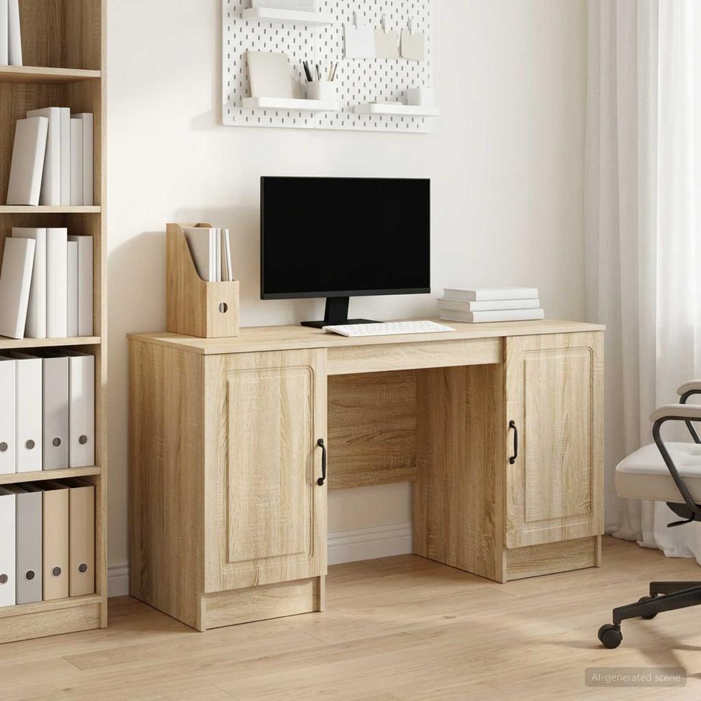 Desk Sonoma Oak Finish 142.5 x 50 x 75 cm Particleboard