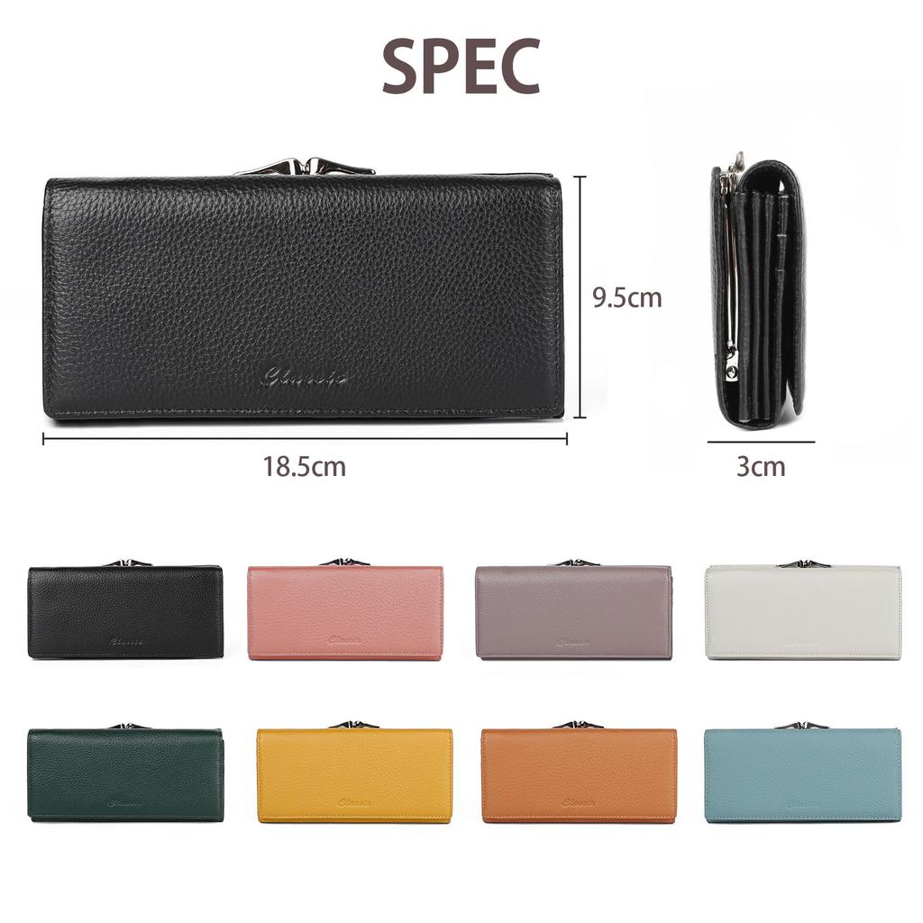 Genuine Leather Clasp Long Travel Large with Coin Two Gift Box Casual [imeetu] Women's Wallet, Wallet, Wallet, Capacity, Soft, Purse, Compartments,