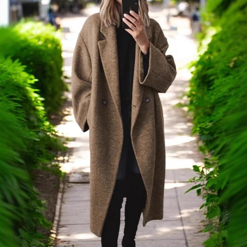 Womens Wool Blend Long Trench Coat