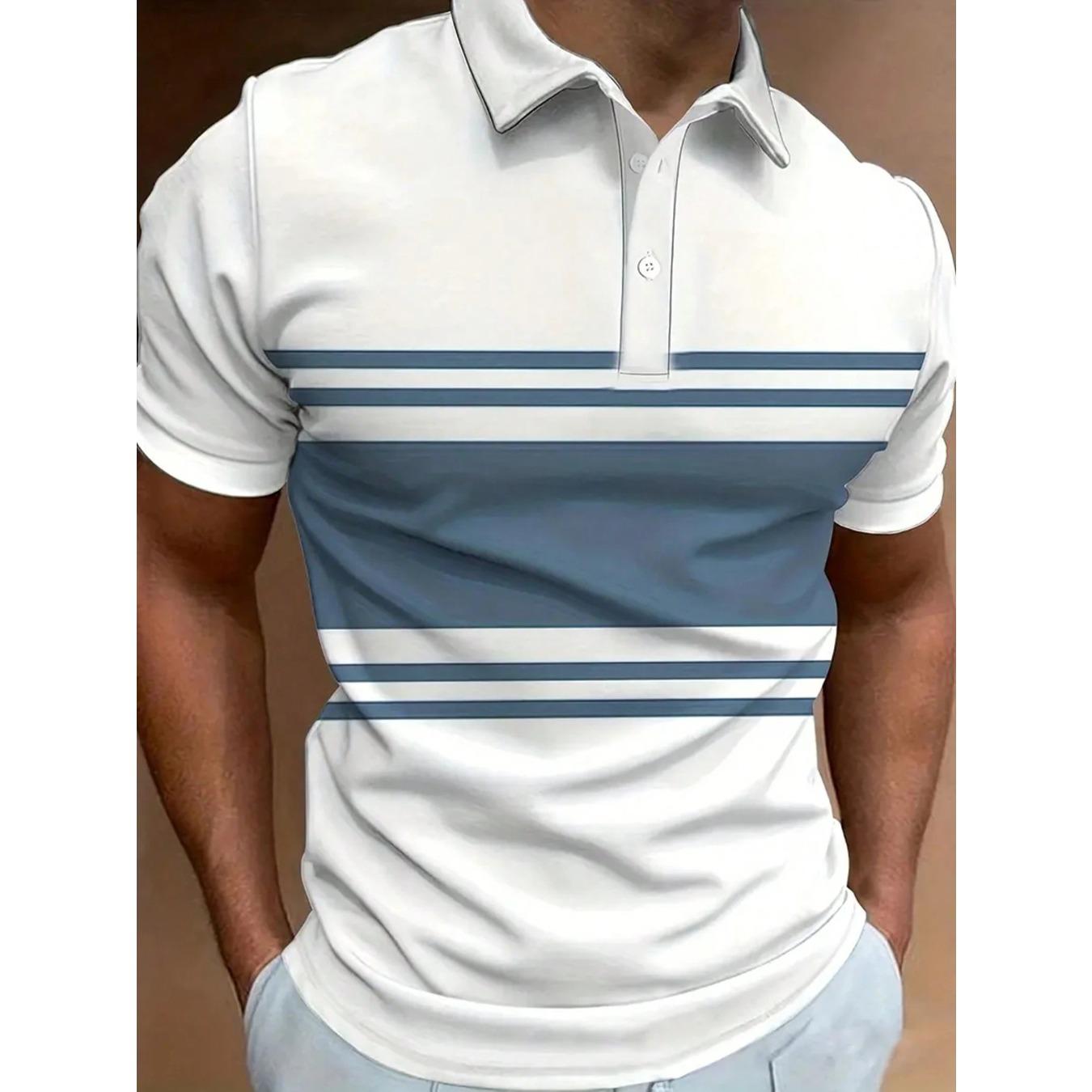 

The new men s short-sleeved POLO shirt for summer 2025 is casual fashionable and soft with 3D striped pattern printing S