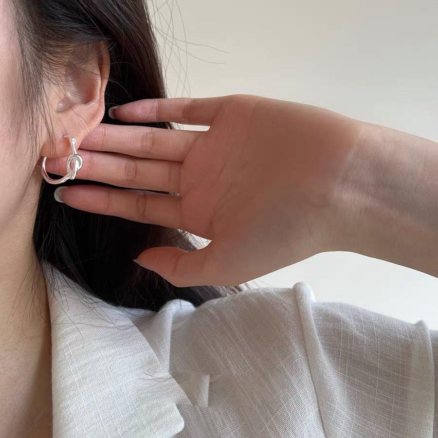 

BF CLUB 925 Sterling Silver Vintage Earrings For Women Trendy Knot Gold Earring Jewelry Prevent Allergy Party Accessories