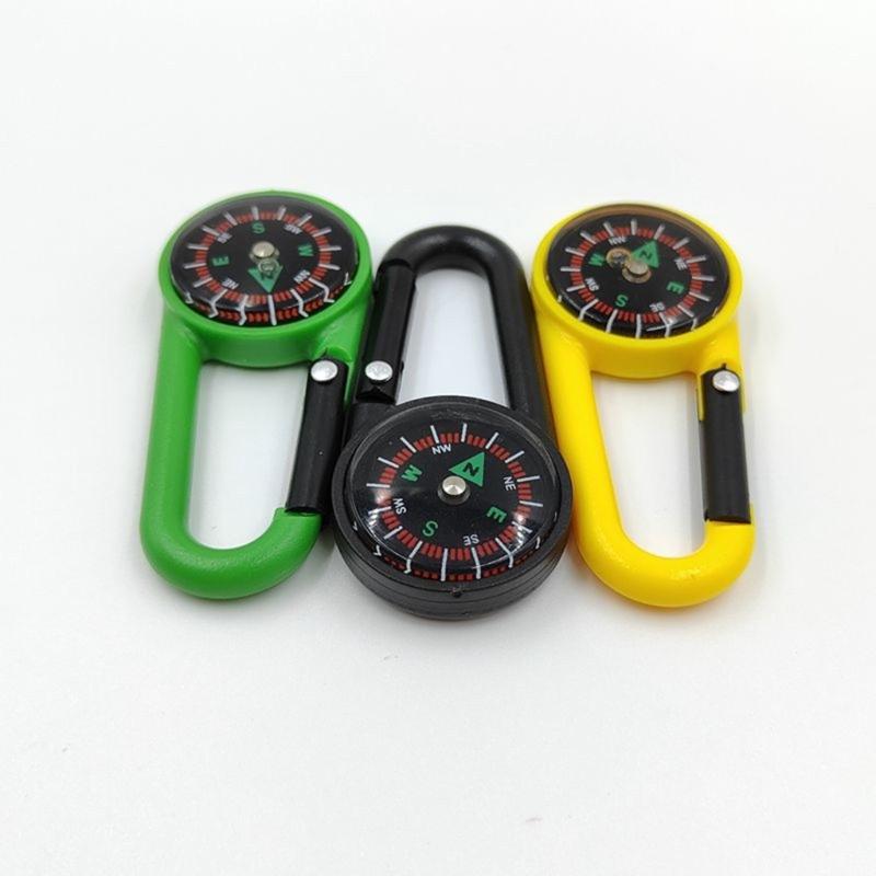 6Pcs Compasses Carabiner Hook ABS Compasses Keychain For Kid Adult Outdoor Hiking Mountaineering Camping Gear Accessory